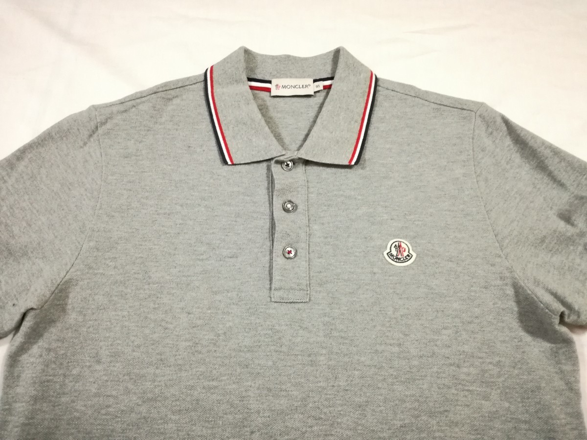 美品 MONCLER モンクレール ポロシャツ ワッペン 半袖 グレー MAGLIA