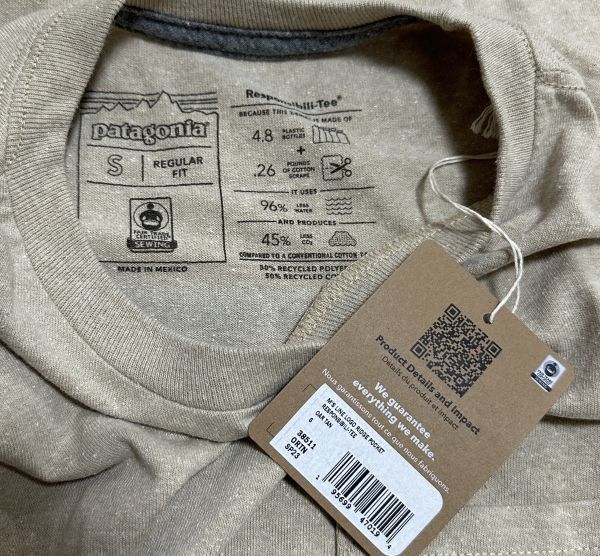 パタゴニア Tシャツ Sサイズ ラインロゴリッジポケットレスポンシビリティー PATAGONIA 38511 ORTN