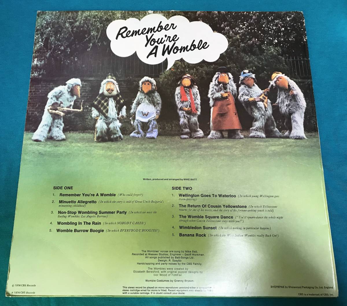 LP●The Wombles / Remember You're A Womble UKオリジナル盤 CBS 80191 マトA1/B1 ソフトロック SOFT ROCKの画像2