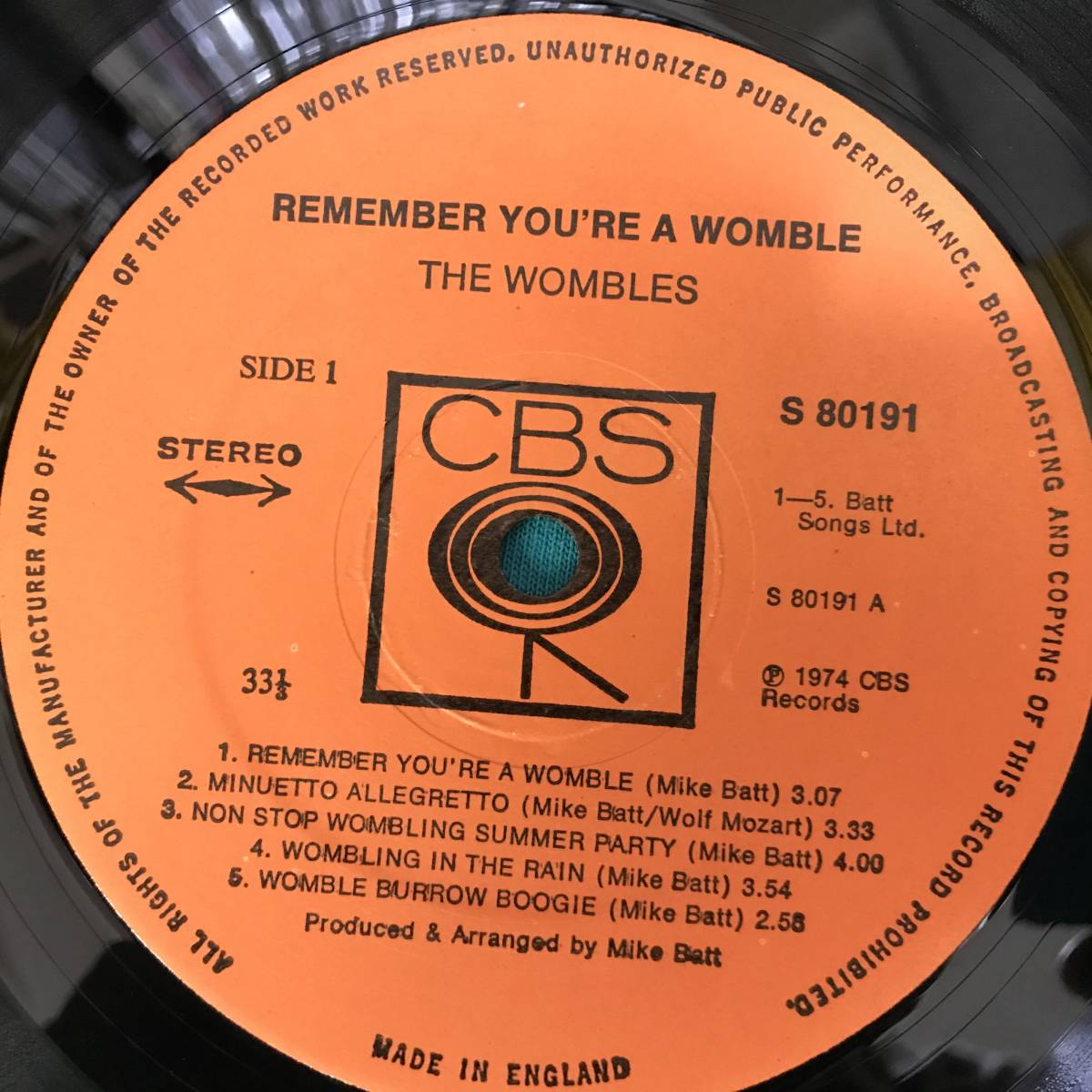 LP●The Wombles / Remember You're A Womble UKオリジナル盤 CBS 80191 マトA1/B1 ソフトロック SOFT ROCKの画像3
