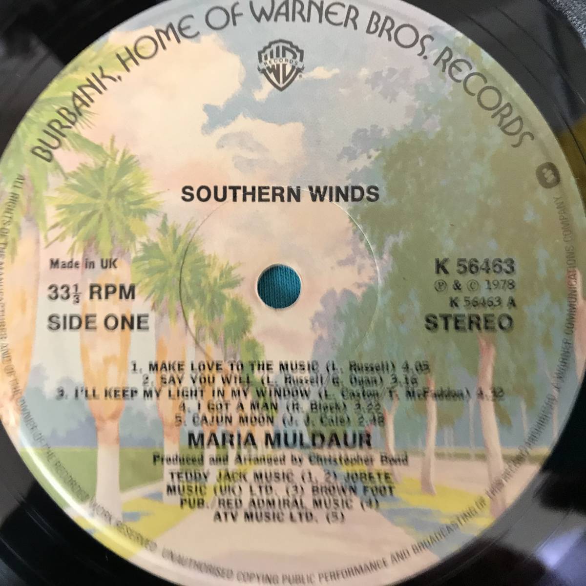 LP●Maria Muldaur / Southern WindsUKオリジナル盤 K56463 マトA1/B2 Wロゴ バーバンク・レーベル_画像3