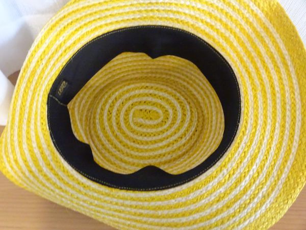 ☆an☆レディース・婦人用　つば広ハット　ペーパーハット 黄色ベース　サイズ５７cm〜５９cm　キャップ　帽子_画像9