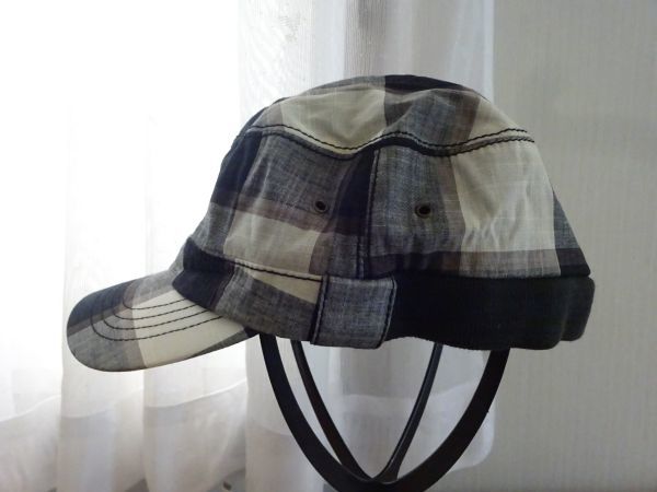 ％NAKASHIMA％男女兼用 チェック柄 白＆黒 ワークキャップ サイズ５６cm〜５８cm キャップ 帽子の画像1
