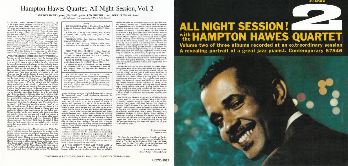 ハンプトン・ホーズ オールナイト・セッション Vol.2 HAMPTON HAWES QUARTET ALL NIGHT SESSION VOL2_画像4