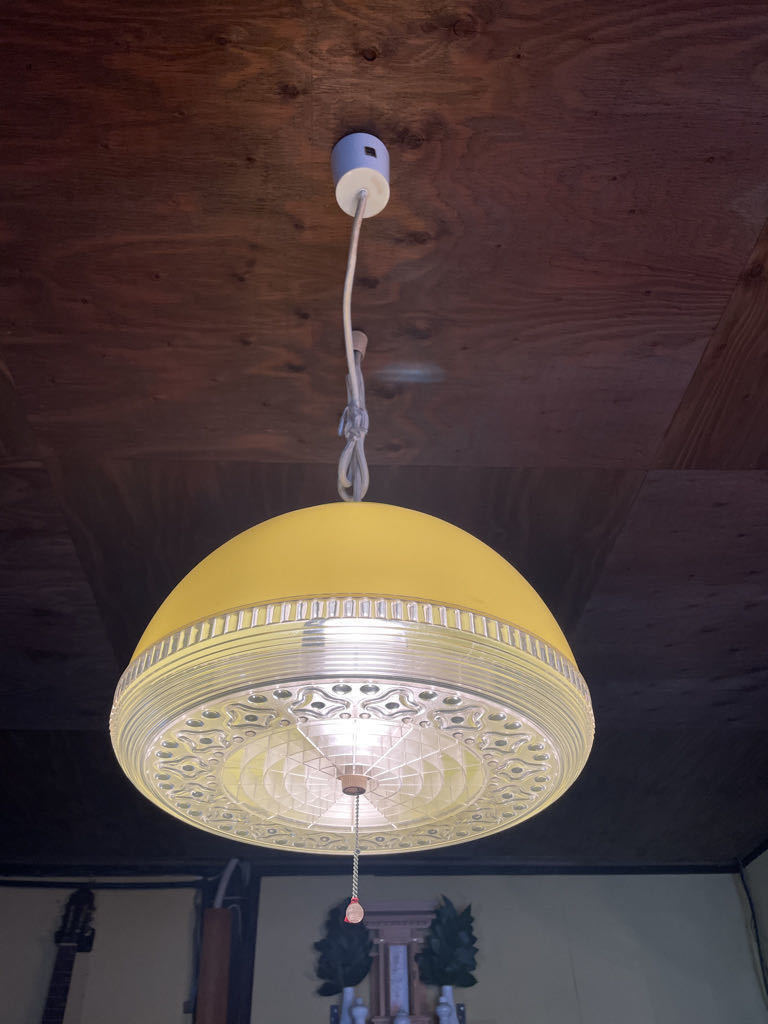 昭和レトロ　可愛い黄色い照明　ナショナル 白熱灯照明器具 LB12093　レトロポップ ペンダントライト　松下電工　100W 電球 ランプ 箱付