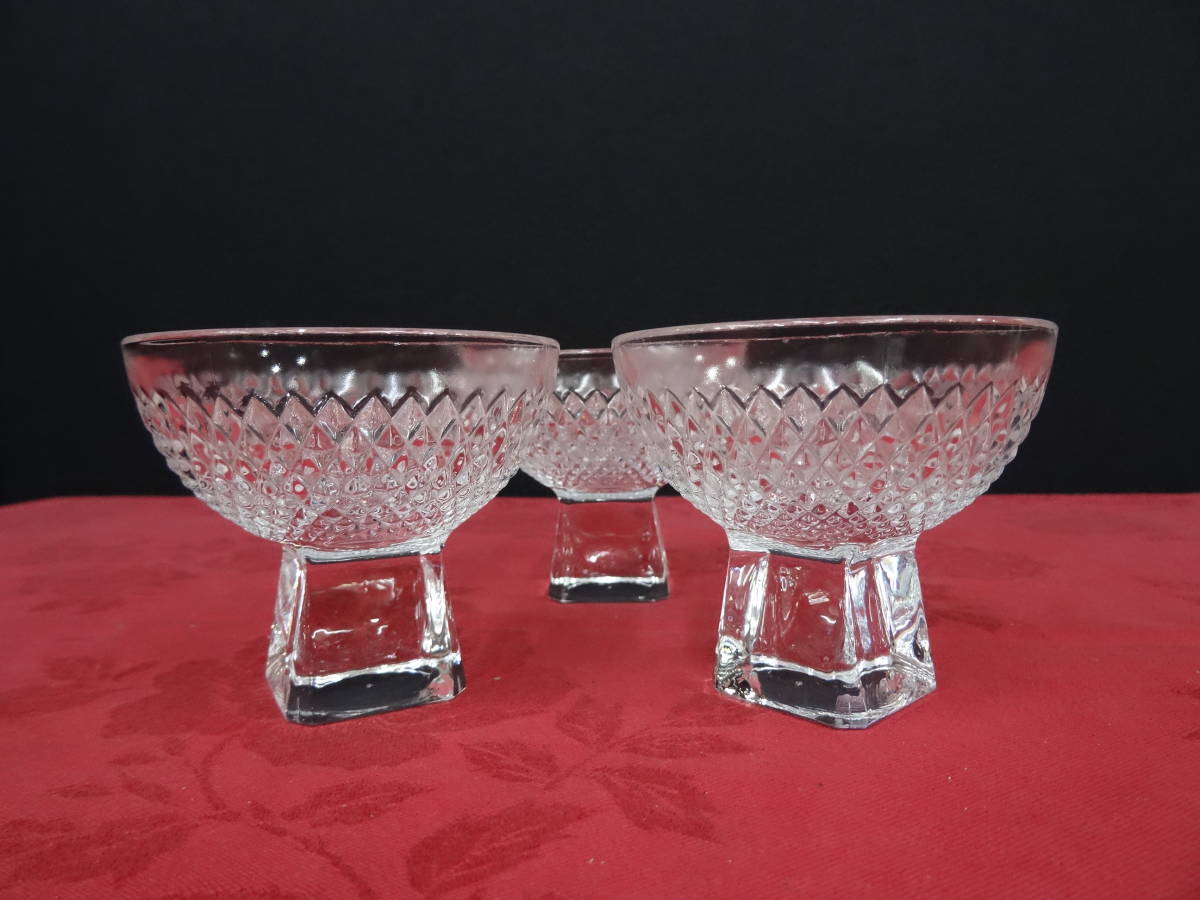 懐石杯 3客 冷酒グラス　サイズ約直径7cm高さ6cm 　クリスタル　ガラスコップ　ep-77_画像3