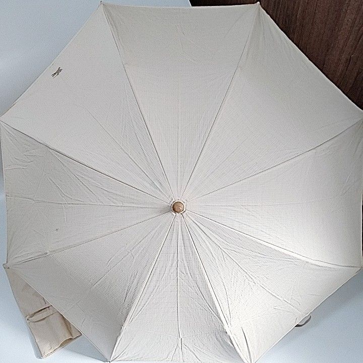 バーバリー 晴雨兼用傘 日傘 ベージュ 折りたたみ ロゴ 傘袋付き