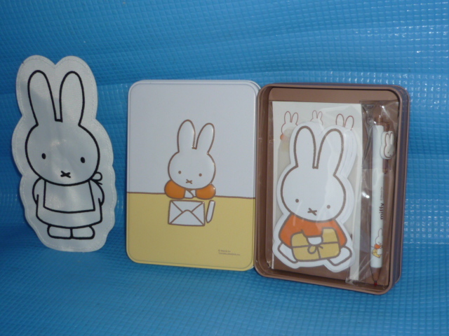 b* unused * not for sale * Lynn flannel ×miffy( Miffy ) can BOX entering stationery set . Miffy pouch 