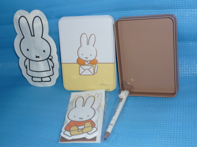 b* unused * not for sale * Lynn flannel ×miffy( Miffy ) can BOX entering stationery set . Miffy pouch 