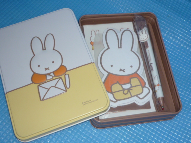 b* unused * not for sale * Lynn flannel ×miffy( Miffy ) can BOX entering stationery set . Miffy pouch 