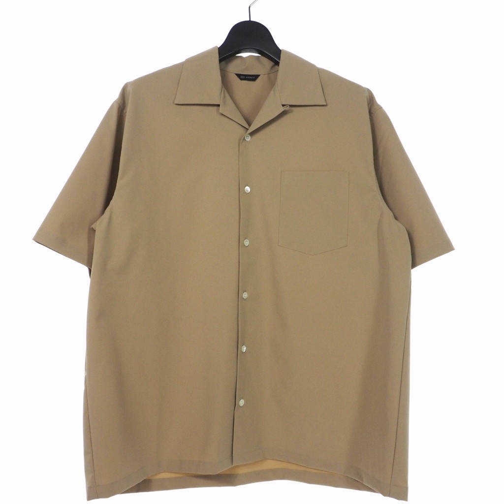 ロクマルサン 603 ポケット付き オープンカラー シャツ カットソー 半袖 ベージュ メンズ_画像1