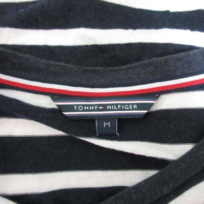  Tommy Hilfiger TOMMY HILFIGER футболка cut and sewn окантовка гонки короткий рукав M чёрный черный /YI женский 