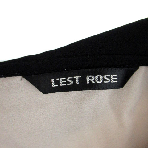 レストローズ L'EST ROSE シャツ ブラウス 長袖 ラウンドカラー ビーズ 刺繍 2 ベージュ 黒 ブラック /SM36 レディース_画像5