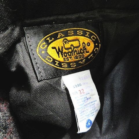 90s OLD ウールリッチ WOOLRICH チェック柄 ウール パンツ ボトムス USA製 オールド ビンテージ サイズ32 グレー メンズ ▲B4_画像5