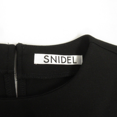 スナイデル snidel ワンピース フレア フリル 七分袖 ポンチ F 黒 ブラック レディース_画像4