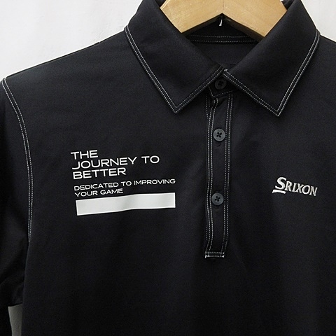 スリクソン SRIXON デサント DESCNTE ゴルフ シャツ 長袖 ロゴ 刺繍 プリント ブラック ホワイト 黒 白 L メンズ_画像7