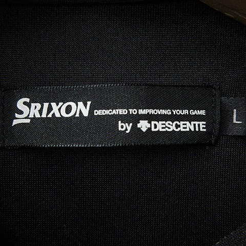 スリクソン SRIXON デサント DESCNTE ゴルフ シャツ 長袖 ロゴ 刺繍 プリント ブラック ホワイト 黒 白 L メンズ_画像3