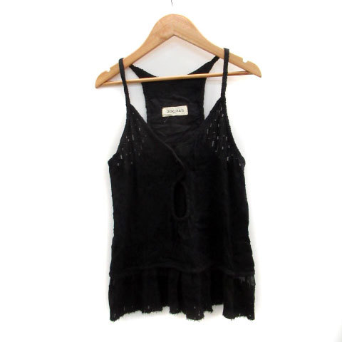 ro car sROCHAS camisole V neck embroidery see-through silk 34 black black /MS31 lady's 