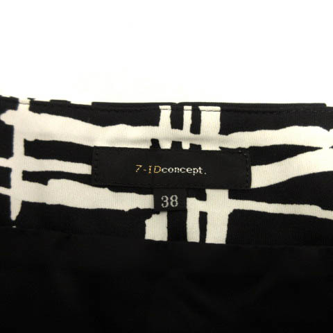 セブンアイディコンセプト 7-IDconcept スカート フレア ミディ丈 日本製 総柄 ブラック 黒 ホワイト 白 38 レディース_画像7