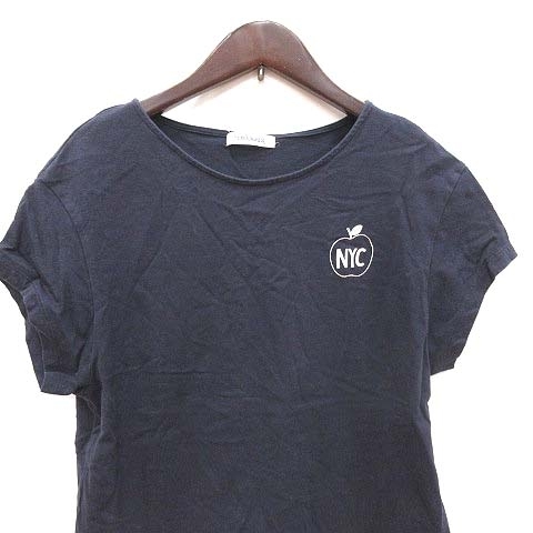 ニューヨーカー NEWYORKER Tシャツ カットソー 半袖 ボートネック ロゴプリント M 紺 ネイビー /CT レディース_画像2