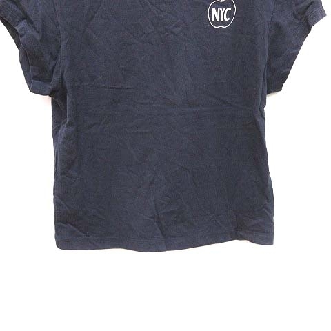 ニューヨーカー NEWYORKER Tシャツ カットソー 半袖 ボートネック ロゴプリント M 紺 ネイビー /CT レディース_画像3