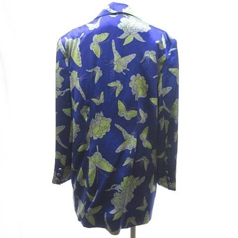 ハナエモリ HANAE MORI ヴィンテージ バタフライ プリント テーラード ジャケット ブレザー 青紫 パープル M_画像2