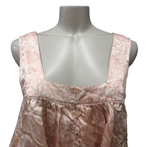  Jill Stuart JILL STUART blouse square neck total pattern no sleeve silk silk M pink beige /MN lady's 