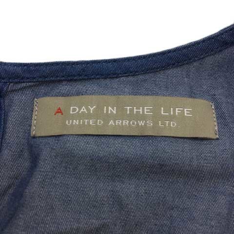 ユナイテッドアローズ A DAY IN THE LIFE UNITED ARROWS カットソー プルオーバー ラウンドネック フリル 無地 フレンチスリーブ 青 ブルーの画像5