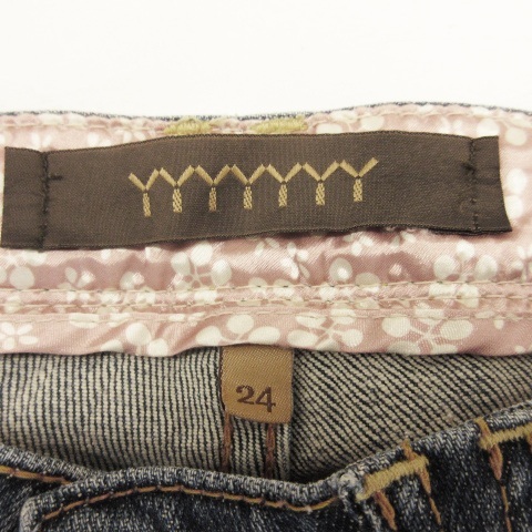  Yanuk YANUK Denim брюки джинсы 7 минут длина USED обработка 24 индиго голубой женский 
