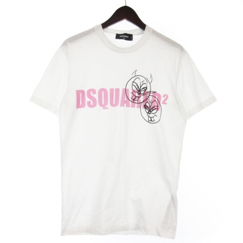 ディースクエアード DSQUARED2 22SS Doodle Face Print T-shirt Tシャツ カットソー 半袖 ロゴプリント XS ホワイト S74GD0991 メンズ