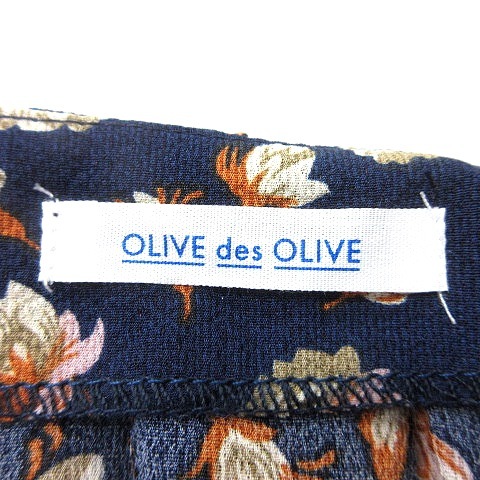  Olive des Olive OLIVE des OLIVE blouse kashu cool floral print long sleeve M navy blue navy /MN lady's 