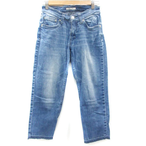  -stroke laStola. Denim pants jeans tapered pants ankle height fringe woshu processing 38 light blue light blue /YM36 lady's 