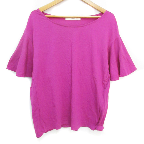  ef-de ef-de cut and sewn short sleeves flair sleeve round neck plain 13 pink /FF15 lady's 