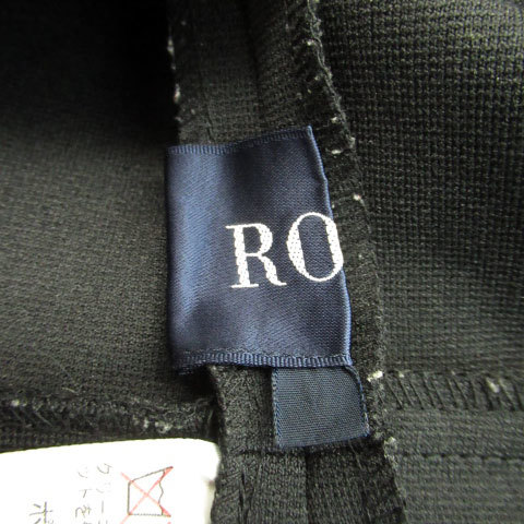 ロペ ROPE ノーカラージャケット 七分袖 ミドル丈 シングルボタン 9 ブラック 黒 /MS24_画像4