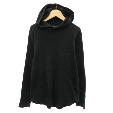  Nano Universe nano universe Parker cut and sewn long sleeve pull over waffle cloth S black black /YK35 lady's 