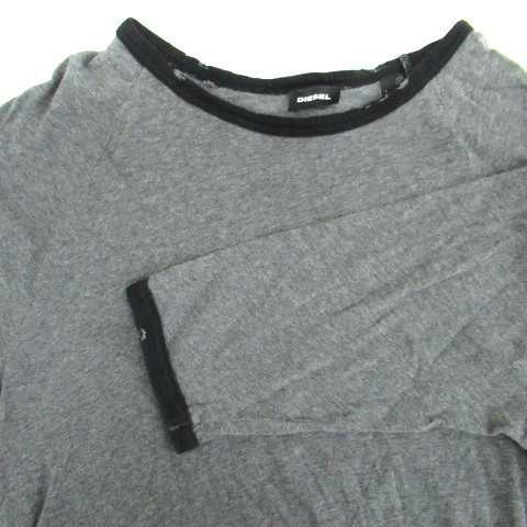 ディーゼル DIESEL Tシャツ カットソー 七分袖 ラウンドネック プリント L グレー /SM35 メンズ_画像3
