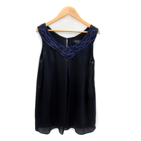  Coup de Chance CdeC COUP DE CHANCE tunic no sleeve round neck race 38 navy blue navy /SY36 lady's 