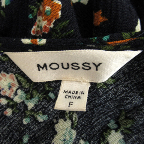 マウジー moussy ワンピース ロング丈 半袖 カシュクール 花柄 マルチカラー F 紺 ネイビー /SY41 レディース_画像3