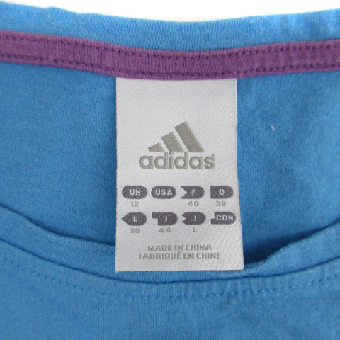 アディダス adidas Tシャツ カットソー 半袖 ラウンドネック プリント L ライトブルー 水色 /SM12 レディース_画像5