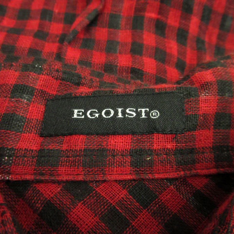  Egoist EGOIST casual shirt long sleeve silver chewing gum check pattern black black /MS32 lady's 