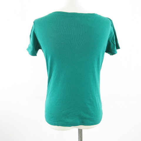 アニエスベー agnes b. カットソー Tシャツ 半袖 Vネック 緑 1 *T214 レディース_画像2