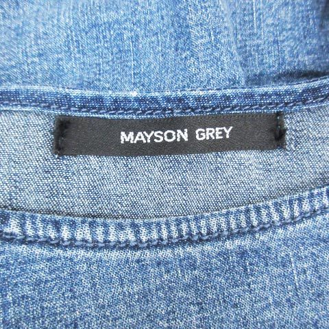  Mayson Grey MAYSON GREY cut and sewn Denim 7 minute sleeve round neck race 2 indigo blue /FF26 lady's 