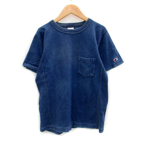 チャンピオン CHAMPION Tシャツ カットソー 半袖 ラウンドネック M ブルー 青 /MS27 メンズ_画像1