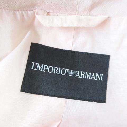 エンポリオアルマーニ EMPORIO ARMANI リネン×シルク テーラードジャケット ブレザー 変形 フリル ピンク 42 約L 0517 NGA35 レディース_画像7