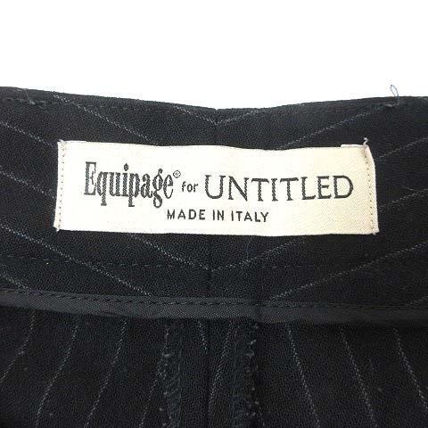  Untitled UNTITLED Equipage slacks pants stripe wool black black /YK lady's 