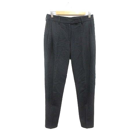  Untitled UNTITLED Equipage slacks pants stripe wool black black /YK lady's 