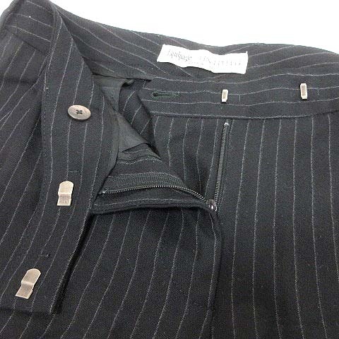  Untitled UNTITLED Equipage slacks pants stripe wool black black /YK lady's 