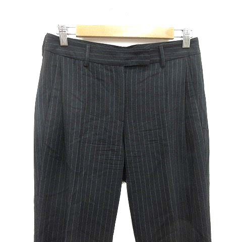  Untitled UNTITLED Equipage slacks pants stripe wool black black /YK lady's 