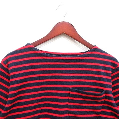 シンゾーン Shinzone Tシャツ カットソー ショート丈 ボーダー 五分袖 F 赤 レッド 紺 ネイビー /YK レディース_画像2