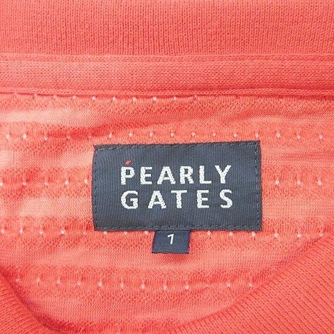 パーリーゲイツ PEARLY GATES ゴルフ ポロシャツ 半袖 ロゴ ストレッチ ボーダー 赤 白 レッド ホワイト 1 レディース_画像3